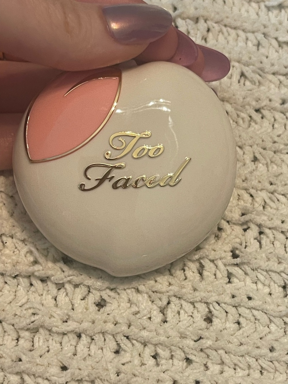 RARE & DISCONTINUED Too Faced Peach Compact - White & Pink Accent